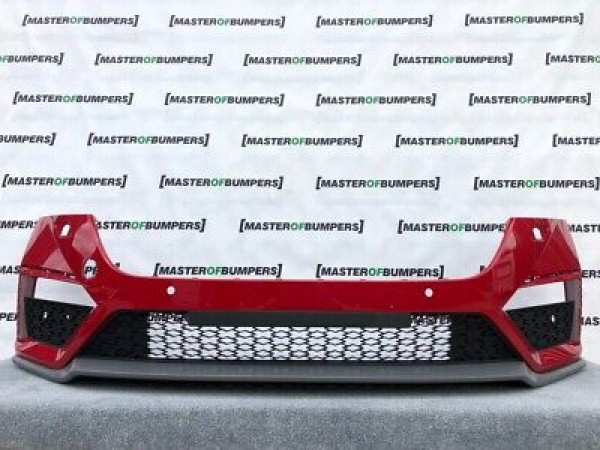 Skoda Octavia Vrs Mk4 2020-on Front Bumper In Red 4 X Pdc & Jets Genuine [s274]